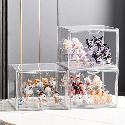 Image of 4Tier Display Case for Collectibles,Clear Display Box with 2 Stands ,Storage Container with Magnetic Door