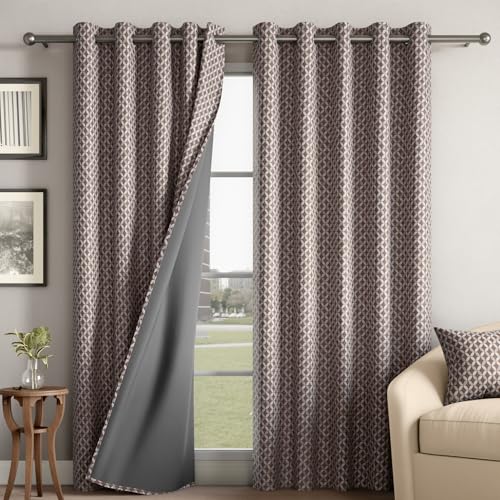 Image of Wakefit Designer Jacquard Blackout Curtain | 9X 4.3 ft | Set of 1 | Blocks up to 99% of Light | Double Layered Fabric | Woven, Not Printed | Helps Reduce Noise | Machine Washable | Victoria