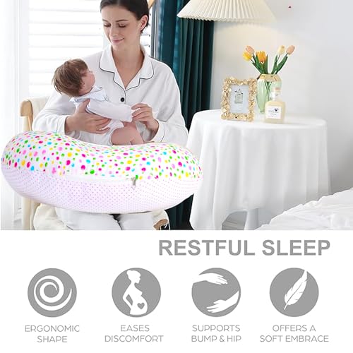 Image of VParents Multipurpose Baby Feeding Nursing Cum Maternity Pillow for New Born Cotton, Recommended for Maternity, Nursing, Medical Bluebell (Pink) 110252