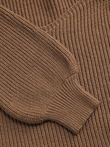 Image of CIDER Women's Crop Top Sweater Square V Neck Lantern Sleeve Cute Rib Knit Pullover