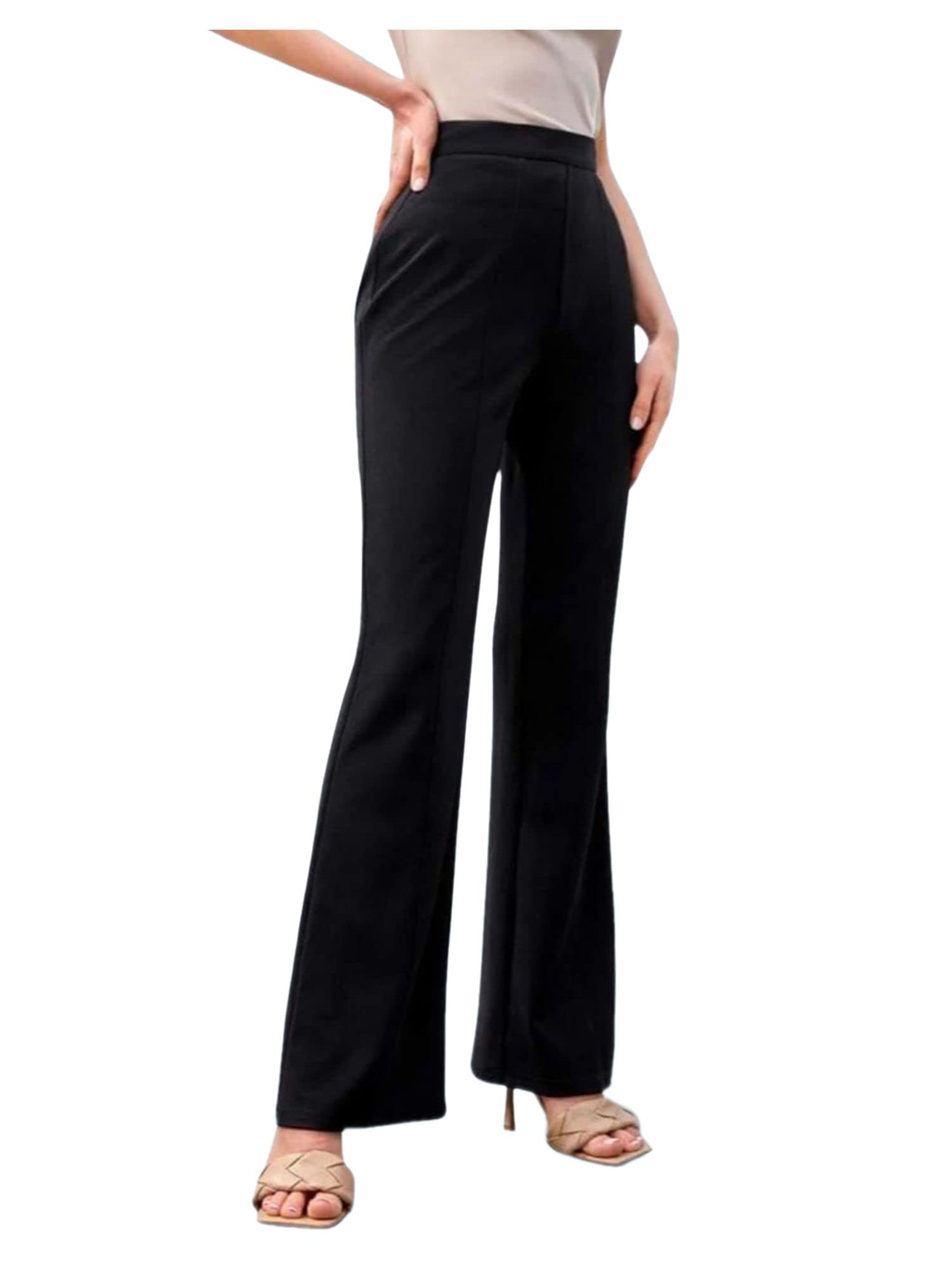 Women's High Waist Bell Bottom Trouser, Elastic Flared Bootcut Pants, Stretchy Parallel Leg for Casual Office Work wear (Dhoni 1)-image-28