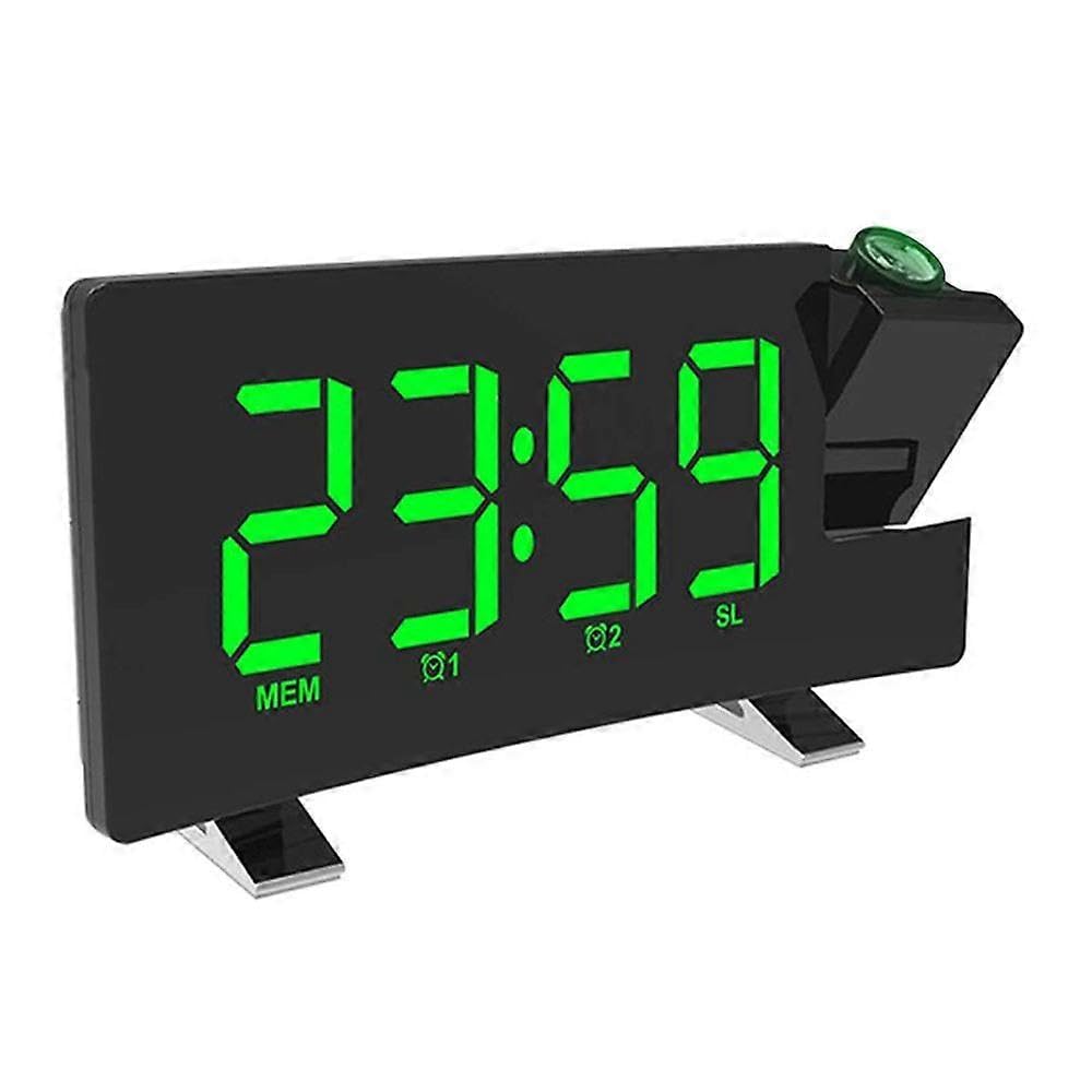 JOYHAPPST Projection Alarm Clock, Radio Digital Clock with USB Charger, 0-100% Full Range Brightness Dimmer, Dual Alarm Clock for Heavy Sleeper, Snooze
