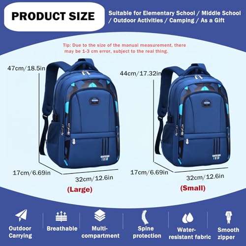 Mildame Kids Backpack for Boys, Camo School Backpacks for Middle Elementary School, Camouflage Bookbags for Teens Boys, Lightweight Travel Bag, Black2