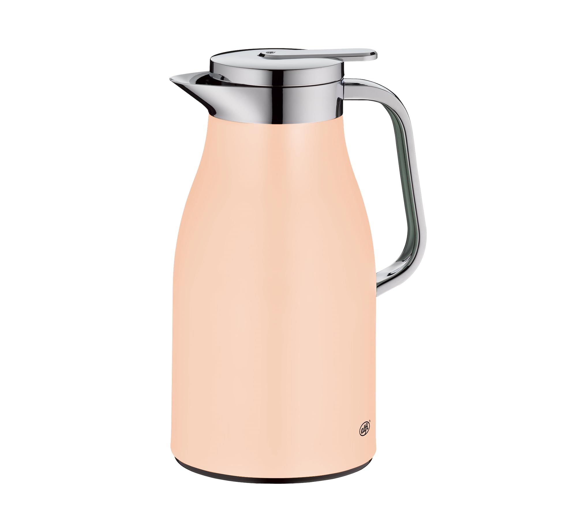 alfi SKYLINE 1,0l, pastel apricot, Edelstahl-Isolierkanne mit hygienischem Hartglaseinsatz, Drehverschluss mit bequemer Drucktaste, ergonomischer Griff, ideal als Kaffeekanne, Teekanne, BPA-frei