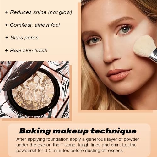 Image of FeiCuiYun Baked Balance Illuminating Foundation, Oil Control Matte Perfection Face Powder - Medium | Buildable Sheer to Light Coverage | Flawless Satin Finish