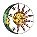 Fangoo Große Metall Sonne Wandkunst Metall Sonne und Mond Wandbehang Dekoration Künstlerische Sonne und Mond mit Stern Metall Wandskulptur für Hausgarten Terrasse Veranda Zaun Dekoration (40CM)