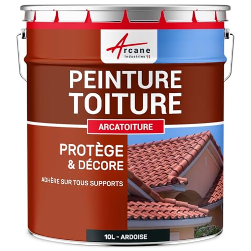 ARCANE INDUSTRIES Peinture toiture, tuile, Ciment et Terre Cuite - 10 L Gris Ardoise - RAL 7015