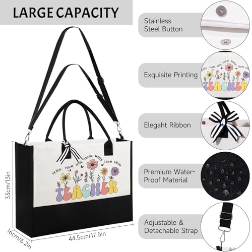 Bolso Tote para Mujer con Diseño Floral Blanco y Negro miniatura 5