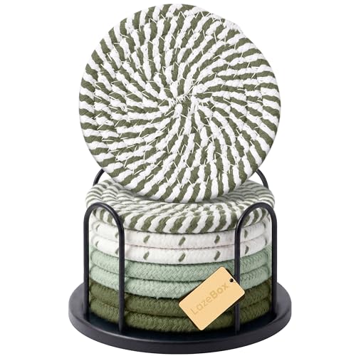 Image of Coasters Set of 8 for Drinks, 4 Inch Large Coaster for Coffee Table, Tabletop Protection for Hot & Cold Drinks, Versatile Coasters for Home Decor, Non-Slip & Easy to Clean, Coffee (SA8)
