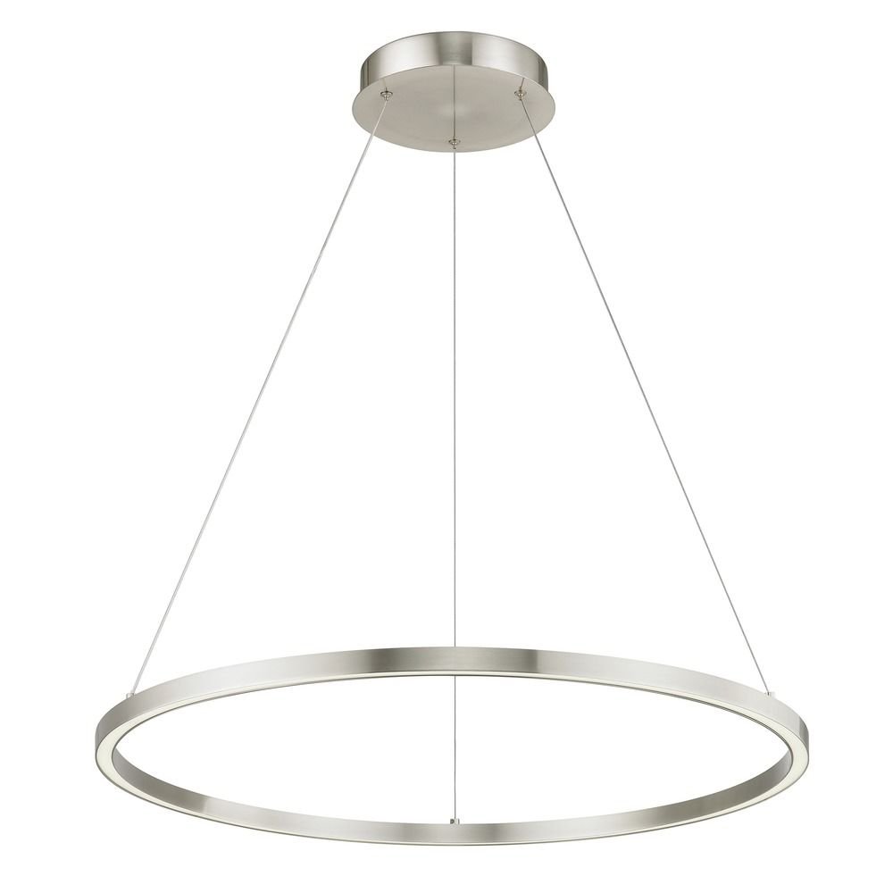 Modern 32-Inch LED Ring Pendant Light Satin Nickel Finish