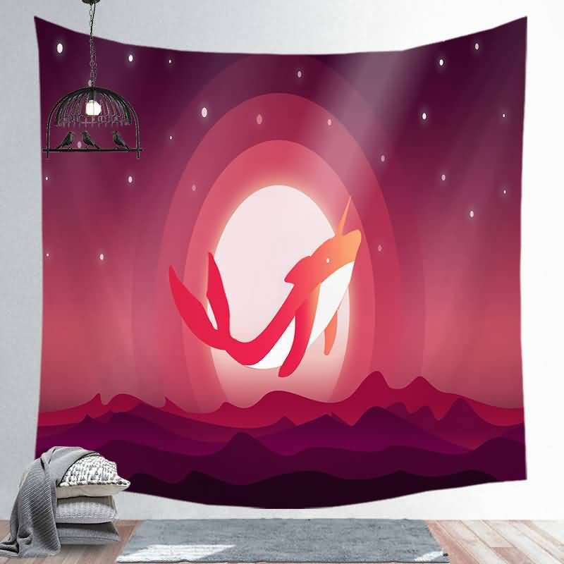 EHOMERY Tapestry Hanging Wall Covering Decorations Red Cartoon Whale Tapestry Teen Trippy Tapestry Psychedelic Long Length Wall Hanging Blanket Living Room Bedroom Art Décor 150X150Cm