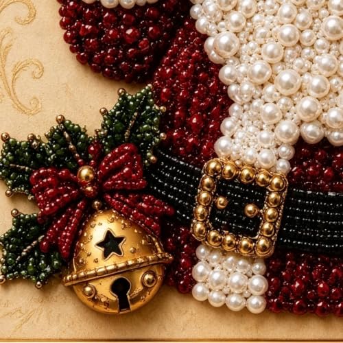 Pintura con gemas navideña con marco: kit de manualidades de perlas para decoración DIY 6