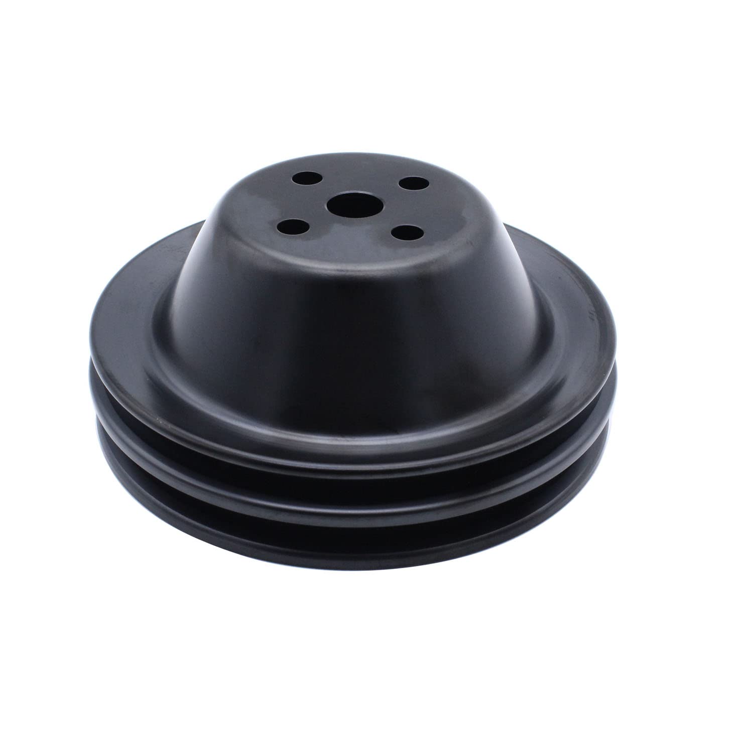 Photo 1 of 1 PC SHLPDFM Pulley Black Steel SWP 5/8" Double-Groove Short Water Pump Pulley Compatible with Small Block Chevy SBC 262 265 267 283 302 305 307 327 350 400