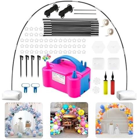 Voircoloria Balloon Arch Kit with Balloon Pump Electric, Improved Balloon Arch Stand with Base for Birthday Gender Reveal Baby Shower Balloons Party Decorations Cover