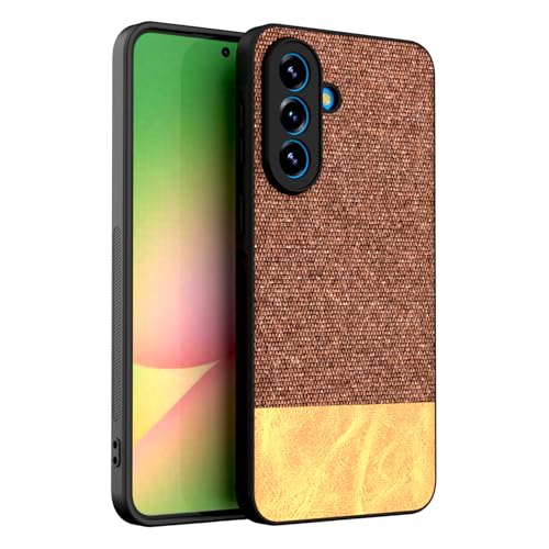 Image of Kapa Soft Fabric & Leather Hybrid Protective Back Cover for Samsung Galaxy A57 5G | Shockproof Slim Hard Anti Slip Back Case (Brown)