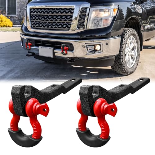 2PCS Front Tow Hook Mount Bracket and D-Ring Fit 2017