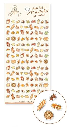 シール ぷくぷくまんぷく ステッカー miw_82314_82319 PukuPuku MANPUKU sticker シートシール ステッカー ステッカー トレーディングペーパーシール 可愛いシール おしゃれシール おすすめシール 82316_パン