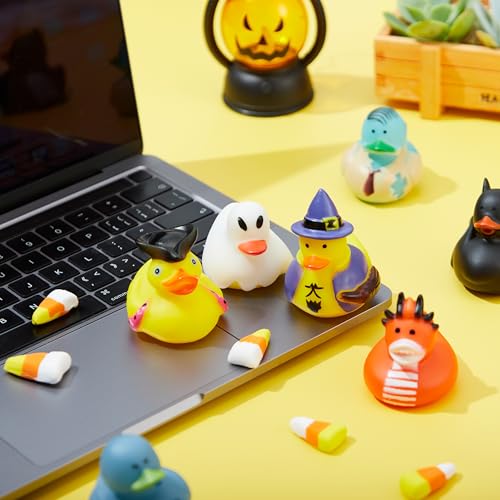 Image of JOYIN 18 PCS Halloween Rubber Ducks, Halloween Ducks for Halloween Goodie Bag Fillers, Rubber Duckies Baby Bath Toys for Halloween Party Favors Decorations, School Classroom Game Prizes