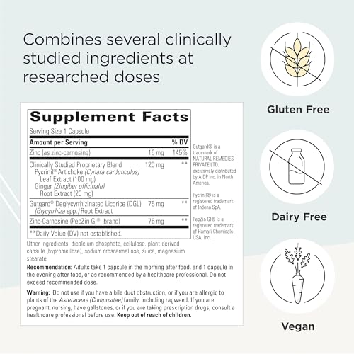 Integrative Therapeutics Heartburn Advantage - Support for Occasional Heartburn, Bloating & Nausea* - Digestive & GI Health Support Supplement- Gluten-Free & Dairy-Free - 60 Capsules (60 Servings) - Image 4