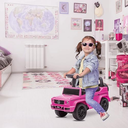Rutschauto ab 1 Jahr, Mercedes in rot, blau, weiß, schwarz, kinderauto, Baby Auto, lauflernhilfe mit Hupe und Motorengeräuschen (Rosa) – Bild 3