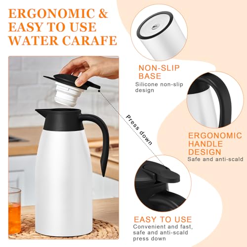 Image of Norme 2 Pcs Thermal Coffee Carafe Insulated Stainless Steel Coffee Carafe for Hot Liquid Vacuum Thermal Pot Creamer Pitcher Dispenser with Brushes Keeping Hot Water Milk(Black, White)