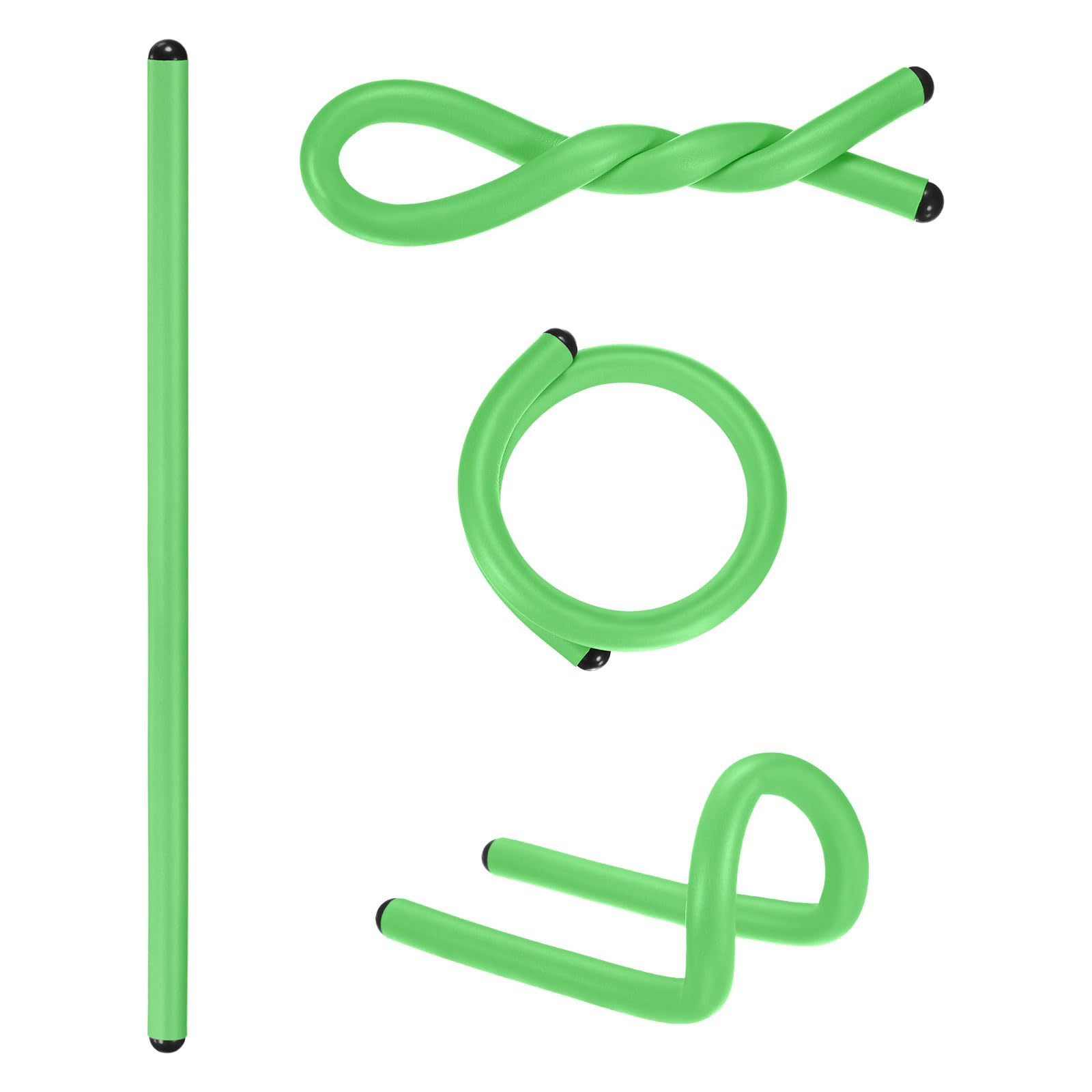 M METERXITY 4-Pack Twist Rubber Ties, 17-Inch EVA Foam Reusable Twist Ties for Organizing Bundling Cords/Wires/Cables, Bendable Rubber Tie Down Straps [Green]