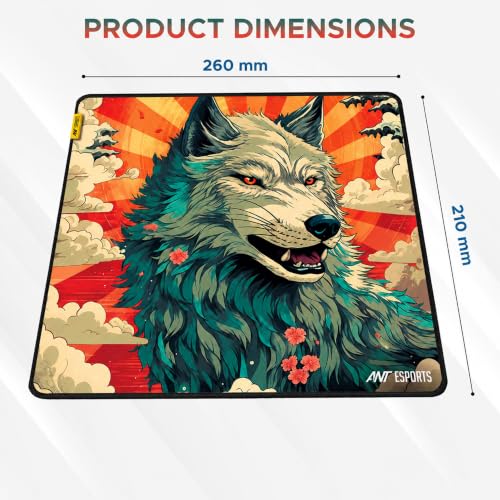 Image of Ant Esports Wolf Mouse Pad 260X210X3mm Anti-fray Stitching, Gaming Mouse Pad Waterproof Surface & Non-Slip Rubber Base Stitched Edges Gaming Mouse Mat for Laptop,Compatible with Laser and Optical Mice