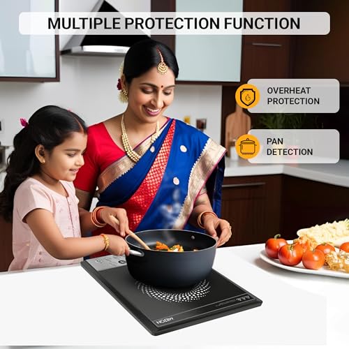 Image of Milton Euroline Elio 16.0 Portable 1600 W Induction Cooktop | LED Display Panel, 5KV Surge Protection | Timer & Preset Menu Functions | Soft Touch Buttons | Fast Cooking | 3-Year Warranty on Coil