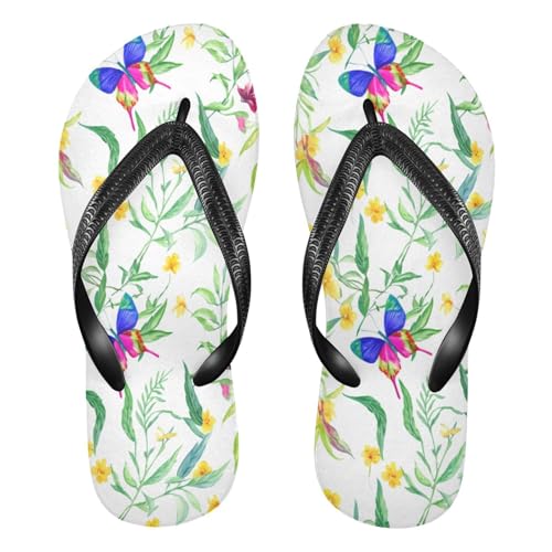 STAYTOP Butterflies and Green Leaves Flip Flops Sandals of Men's & Women's,Sandals Beach Slippers Shower Slides