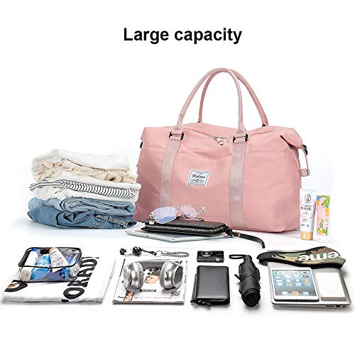 Travel Duffel Bag, Sports Tote Gym Bag, Shoulder Weekender Overnight Bag for Women