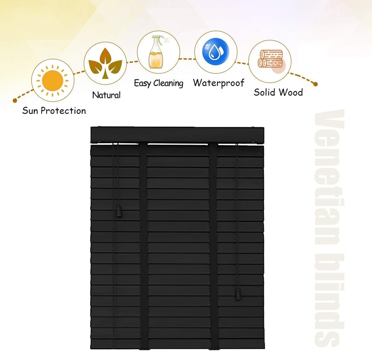 Blinds & Shades - Wooden Blinds - Cordless Venetian Blind Louvers - 24"x72" 22"x60" 34"x64" 28"x48" - Window Treatments, Light Filtering Horizontal Blinds for Home Kitchen ﻿(Beige)