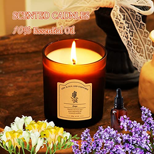 Sage & Freesia Scented Candles For Banishing Negative Energy, All Natural Soy Candles With Essential Oils, Beeswax Candles For Meditation, Yoga, Chakra Healing Candles, 9.2 Oz Clean Burning #TOP7