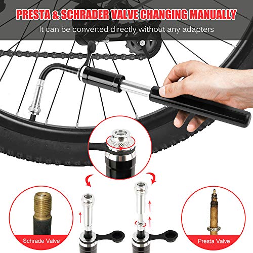 Bomba de bicicleta, Romacci Minibomba de 120 PSI com suporte de montagem se encaixa nas válvulas Pre