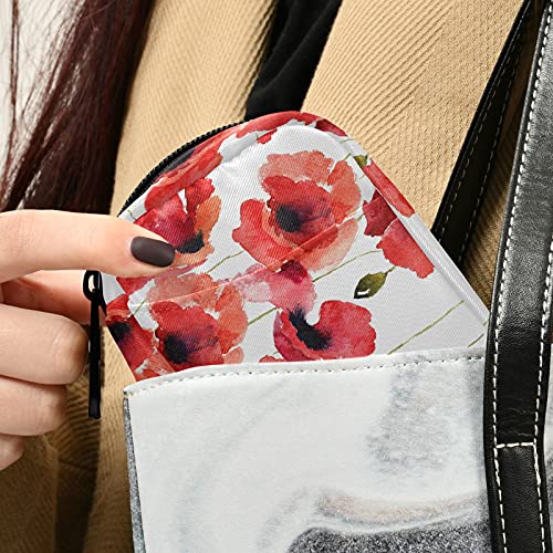 Image of Naanle Watercolor Poppy Flowers Pill Box 7 Day Pill Case Travel Pill Organizer Bag with Zipper Portable Weekly Case Compact Size for Vitamin Supplement Holder