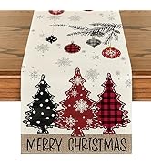 Artoid Mode Red Pine Trees Merry Christmas Table Runner, Winter Xmas Holiday Kitchen Dining Table...