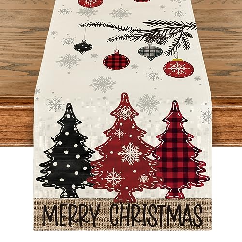 Artoid Mode Red Pine Trees Merry Christmas Table Runner, Winter Xmas...