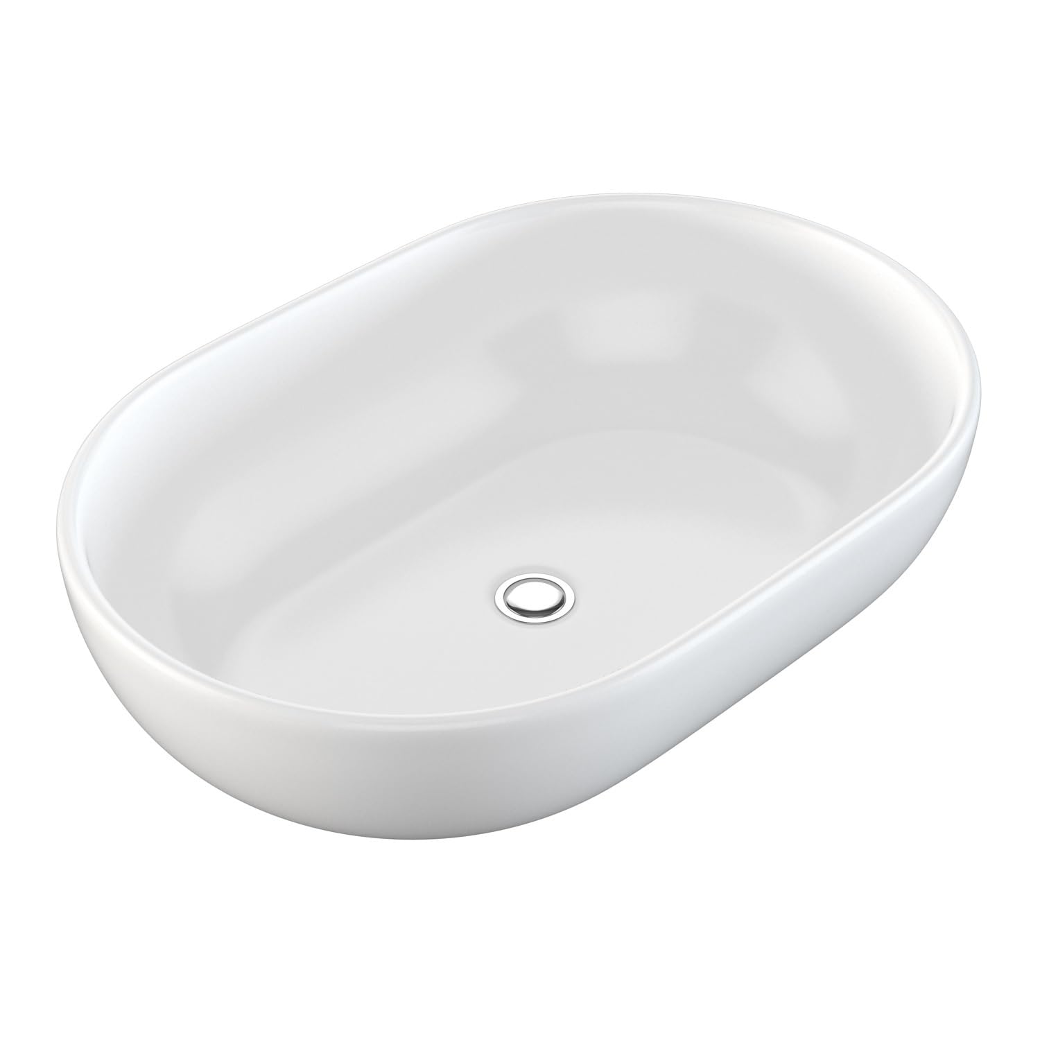 NEG Waschbecken Uno34A ovale Aufsatz-Waschschale 60x43x14,5cm | Extra groß, Schmaler Rand, Nano-Beschichtung