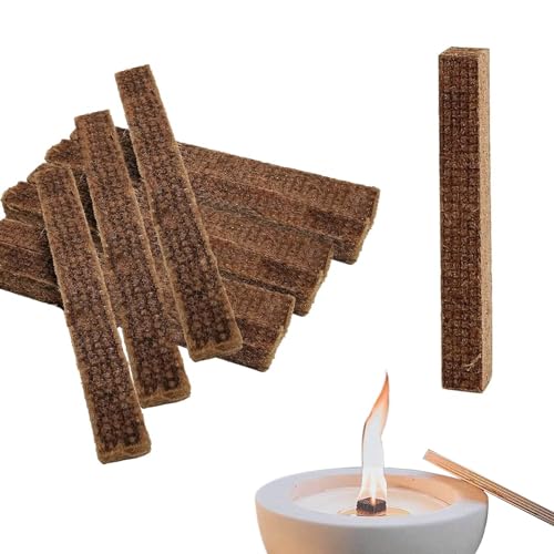 Dauerdocht für Wachsfresser, 10 Stück Dauerdocht Kerzendocht Dicke, Kerzen Docht für Betonfeuer, Schmelzlicht & Kerzenrestefresser, 1 cm