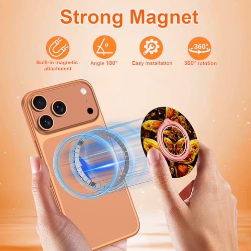 Image of Magnetic Phone Ring Holder for MagSafe Grip,[Super Magnet],Stylish 360 Rotation Cell Phone Grip Stand Finger Ring Kickstand for iPhone 17 16 15 14 Pro Max,iPad and Smartphones,Black
