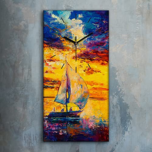 Horloge sur Toile Sans Bruit Tableau Bateau Moderne Cadran Silencieux