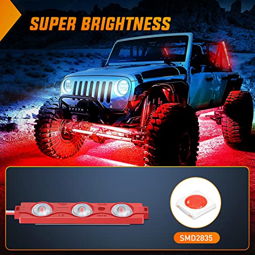 Image of Nilight 8PCS Truck Pickup Bed Light 24LED Red Cargo Rock Lighting Kits with Switch for Van Off-Road Under Car Side Marker Foot Wells Rail