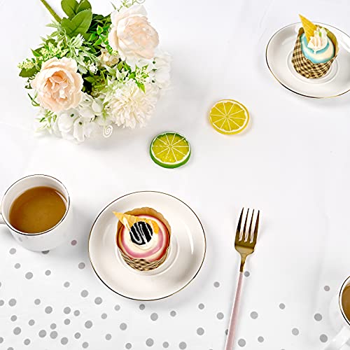 Pesonlook 12 Packs 54" x 108" Plastic Disposable Tablecloths Rectangular Silver Dot Disposable Tablecloths for Rectangle Tables Dining Table Covers Cloth for Parties, Picnic, Wedding, Anniversary by Pesonlook - Image 6