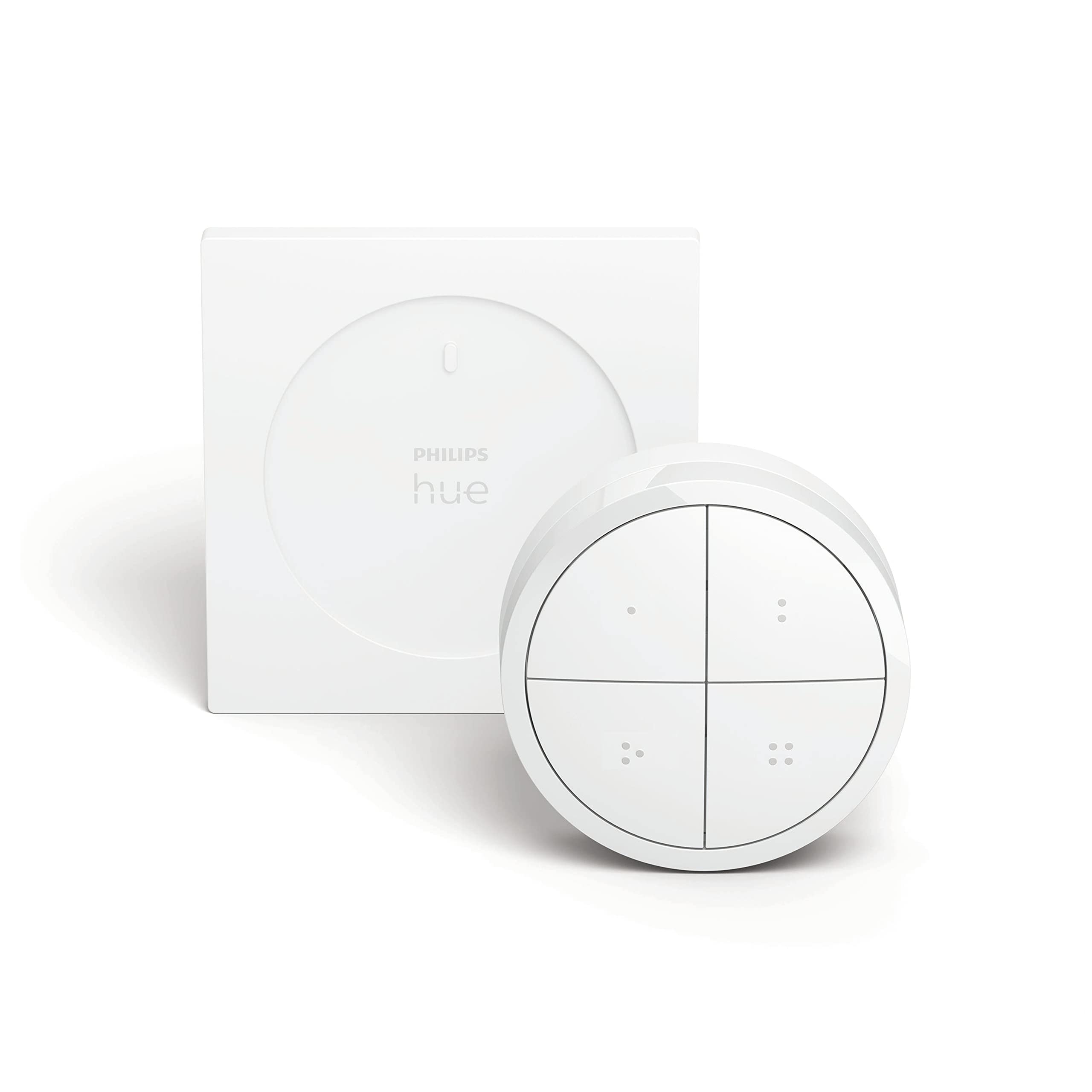 Philips Hue Vorteilspaket - E27 - mit 4 Standard Lampen - Warm bis Kaltweißes Licht - inkl. 1 Hue Dial Schalter (Weiß) - Hue White Ambiance