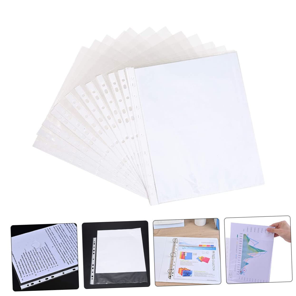 MAGICLULU Hoja De 200 Uds. Archivador Escritorios Mangas De Carpeta De Papel Patineta Protectores De Página A4 Cubiertas De Carpetas Transparentes Hoja Suelta Hoja Transparente 6c Páginas