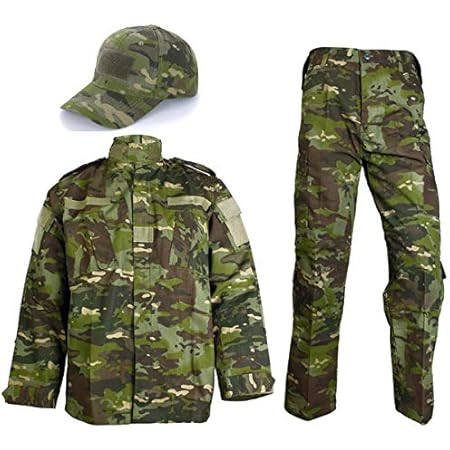 Amazon Broptical 迷彩服 戦闘服 マルチカム トロピック 上下 野球帽 セット 小さいサイズ レディース ミリタリー 迷彩パターン サバイバルゲーム サバゲー 迷彩 服 メンズ 女子 初心者 Xl 戦闘服 通販