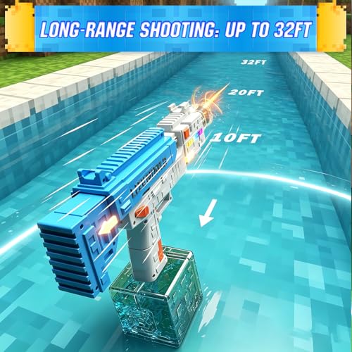 Electric Water Gun for Adults Kids, Automatic Squirt Gun Water Blaster Soaker with LED Flashing Lights, Perfect Summer Outdoor Pool Beach Party Toys for Boys Girls (Blue) — view 4
