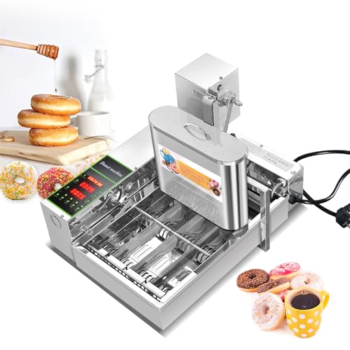 Kolice Commercial Mini Donuts Making Machine Frying Donuts Makchine - 4-Rows Production, 5.5L Hoppers, 1,800 Pcs Per Hour, Auto Counting, Timer and Temperature Control