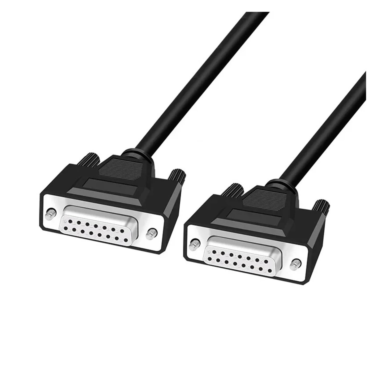 Cavo schermato DB15 in rame puro maschio a femmina, 15 pin, parallelo, cavo di prolunga seriale, grado industriale, 2 file, 28 AWG, 300 V (da femmina a femmina, 1 metro)