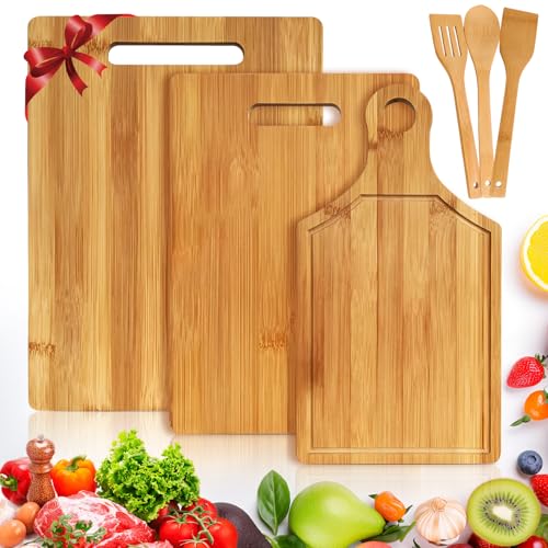 Opiniones y reviews de Tajaderas para picar más recomendados. 40 RENDIN Juego de 3 Tablas Para Picar Cocina Bambú + 3 Espátulas de Cocina | Tablas de Corte Ecológicas sin Cera ni Barniz | Duraderas y Fáciles de Limpiar para Picnic