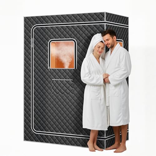 VORTEXTOVE Upgraded 2 Person Sauna Box,Portable Sauna with 4L 1500W Steamer,Explosion Zroof Zip,99...